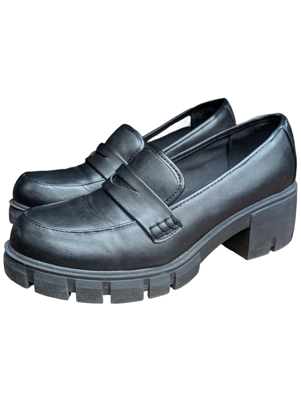Madden NYC Black Chunky Lug Sole Penny Loafers Size 9 | Schoolcore Grunge